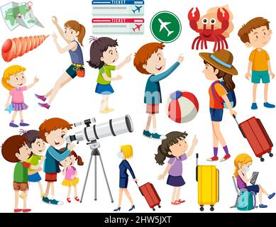 Set of people in different actions illustration Stock Vector