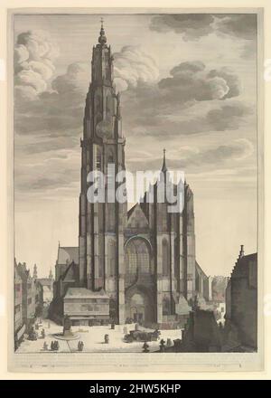 Art inspired by Antwerp Cathedral (Prospectvs Tvrris Ecclesiæ Cathedralis), 1625–77, Etching; second state of five, plate: 18 7/8 x 13 1/4 in. (47.9 x 33.7 cm), Prints, Wenceslaus Hollar (Bohemian, Prague 1607–1677 London, Classic works modernized by Artotop with a splash of modernity. Shapes, color and value, eye-catching visual impact on art. Emotions through freedom of artworks in a contemporary way. A timeless message pursuing a wildly creative new direction. Artists turning to the digital medium and creating the Artotop NFT Stock Photo