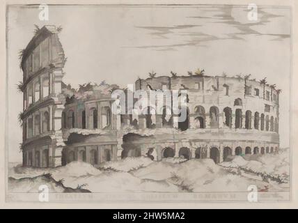 Art inspired by Speculum Romanae Magnificentiae: The Colosseum, 16th century, Engraving, Sheet: 12 1/16 x 18 in. (30.7 x 45.7 cm), Anonymous, Italian, 16th century, Classic works modernized by Artotop with a splash of modernity. Shapes, color and value, eye-catching visual impact on art. Emotions through freedom of artworks in a contemporary way. A timeless message pursuing a wildly creative new direction. Artists turning to the digital medium and creating the Artotop NFT
