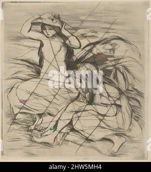 Art inspired by Les Deux Baigneuses (Cancelled impression), 1895, Etching on wove paper; impression from cancelled plate, sheet: 14 1/4 x 10 9/16 in. (36.2 x 26.9 cm), Prints, Auguste Renoir (French, Limoges 1841–1919 Cagnes-sur-Mer, Classic works modernized by Artotop with a splash of modernity. Shapes, color and value, eye-catching visual impact on art. Emotions through freedom of artworks in a contemporary way. A timeless message pursuing a wildly creative new direction. Artists turning to the digital medium and creating the Artotop NFT Stock Photo