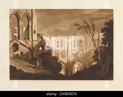 Art inspired by Rivaux Abbey, Yorkshire (Liber Studiorum, part X, plate 51), May 23, 1812, Etching and mezzotint; first state of four, plate: 7 1/4 x 10 9/16 in. (18.4 x 26.8 cm), Prints, Drawn and etched by Joseph Mallord William Turner (British, London 1775–1851 London), Turner, Classic works modernized by Artotop with a splash of modernity. Shapes, color and value, eye-catching visual impact on art. Emotions through freedom of artworks in a contemporary way. A timeless message pursuing a wildly creative new direction. Artists turning to the digital medium and creating the Artotop NFT Stock Photo