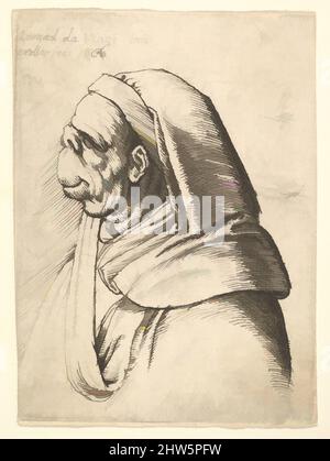 Art inspired by Bust of a man with a small turned-up nose and very high upper lip, wearing hood, in profile to the left, 1666, Etching; only state, Plate: 2 5/8 × 1 15/16 in. (6.7 × 4.9 cm), Prints, Wenceslaus Hollar (Bohemian, Prague 1607–1677 London, Classic works modernized by Artotop with a splash of modernity. Shapes, color and value, eye-catching visual impact on art. Emotions through freedom of artworks in a contemporary way. A timeless message pursuing a wildly creative new direction. Artists turning to the digital medium and creating the Artotop NFT Stock Photo