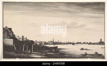 Art inspired by London Viewed from the Milford Stairs, 1643–1644, Etching; second state of two, Sheet: 3 13/16 × 6 13/16 in. (9.7 × 17.3 cm), Prints, Wenceslaus Hollar (Bohemian, Prague 1607–1677 London), London viewed from Milford Stairs; the north bank of the Thames looking eastward, Classic works modernized by Artotop with a splash of modernity. Shapes, color and value, eye-catching visual impact on art. Emotions through freedom of artworks in a contemporary way. A timeless message pursuing a wildly creative new direction. Artists turning to the digital medium and creating the Artotop NFT Stock Photo