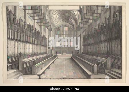 Art inspired by Choir and stalls in St George's Chapel, Windsor, 1660, Etching, only state, Plate: 7 3/4 × 12 1/8 in. (19.7 × 30.8 cm), Prints, Wenceslaus Hollar (Bohemian, Prague 1607–1677 London, Classic works modernized by Artotop with a splash of modernity. Shapes, color and value, eye-catching visual impact on art. Emotions through freedom of artworks in a contemporary way. A timeless message pursuing a wildly creative new direction. Artists turning to the digital medium and creating the Artotop NFT Stock Photo