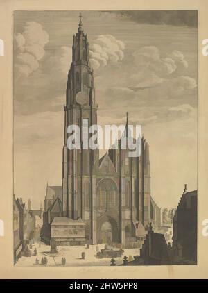 Art inspired by Antwerp Cathedral (Prospectvs Tvrris Ecclesiæ Cathedralis), 1649, Etching, fifth state of five, Prints, Wenceslaus Hollar (Bohemian, Prague 1607–1677 London, Classic works modernized by Artotop with a splash of modernity. Shapes, color and value, eye-catching visual impact on art. Emotions through freedom of artworks in a contemporary way. A timeless message pursuing a wildly creative new direction. Artists turning to the digital medium and creating the Artotop NFT Stock Photo