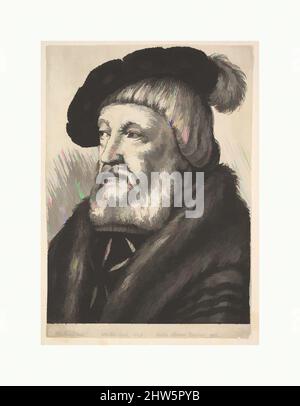 Art inspired by Sir William Butts, 1649, Etching, first state of three NH), Sheet: 5 3/16 × 3 5/8 in. (13.2 × 9.2 cm), Prints, After Hans Holbein the Younger (German, Augsburg 1497/98–1543 London), Portrait of an elderly man with grey straight hair covering his ears, moustache and, Classic works modernized by Artotop with a splash of modernity. Shapes, color and value, eye-catching visual impact on art. Emotions through freedom of artworks in a contemporary way. A timeless message pursuing a wildly creative new direction. Artists turning to the digital medium and creating the Artotop NFT Stock Photo