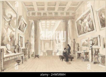 Art inspired by Interior of Thomas Hope's Picture Gallery, Duchess Street, London, 1825–54, Pen, ink, wash, sheet: 2 5/8 x 4 in. (6.7 x 10.2 cm) (mounted on a larger sheet), William Henry Bartlett (British, London 1809–1854 at sea, Classic works modernized by Artotop with a splash of modernity. Shapes, color and value, eye-catching visual impact on art. Emotions through freedom of artworks in a contemporary way. A timeless message pursuing a wildly creative new direction. Artists turning to the digital medium and creating the Artotop NFT Stock Photo