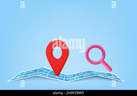 pin pointer and Map location search GPS Stock Vector
