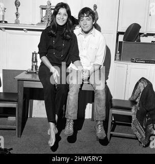 Eric Burdon, lead singer of British rock group The Animals, pictured with his fiancee, model Angie King. 6th September 1967. Stock Photo