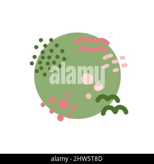 childlike abstract cute design with waves and dots in trendy hand drawn flat style for baby greeting card and invitation. Stock Vector