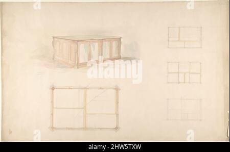 Art inspired by Design for desk and/or portfolio cabinet, 19th century, Graphite and colored wash, sheet: 13 1/16 x 21 1/8 in. (33.1 x 53.7 cm), John Gregory Crace (British, London 1809–1889 Dulwich), and Son, Classic works modernized by Artotop with a splash of modernity. Shapes, color and value, eye-catching visual impact on art. Emotions through freedom of artworks in a contemporary way. A timeless message pursuing a wildly creative new direction. Artists turning to the digital medium and creating the Artotop NFT Stock Photo