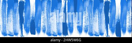 Blue Watercolor Brush Stroke Horizontal Seamless Pattern or Border Design Stock Vector