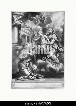 Art inspired by Saint Martina kneeling before the Virgin and Child, as the Child offers her a lily, ca. 1664–79, Engraving, Sheet: 13 3/4 × 9 7/16 in. (35 × 24 cm), Prints, François Spierre (French, Nancy 1639–1681 Marseilles), After Pietro da Cortona (Pietro Berrettini) (Italian, Classic works modernized by Artotop with a splash of modernity. Shapes, color and value, eye-catching visual impact on art. Emotions through freedom of artworks in a contemporary way. A timeless message pursuing a wildly creative new direction. Artists turning to the digital medium and creating the Artotop NFT Stock Photo