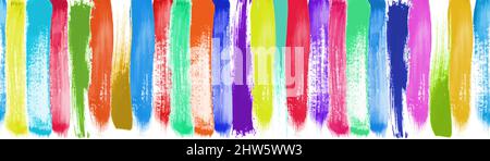 Colorful Watercolor Brush Strokes Seamless Pattern or Border Design Stock Vector