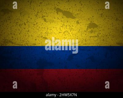 Grunge Colombia flag textured background. Vector illustration. Stock Vector