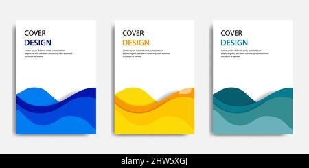 Vector illustration, document mock up template, easy color adjustment. Paper cut topographic style in colorful wave layering. Suitable for book cover, Stock Vector
