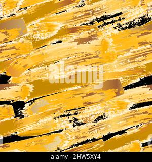 Gold Brush Strokes Seamless Pattern Background Stock Vector