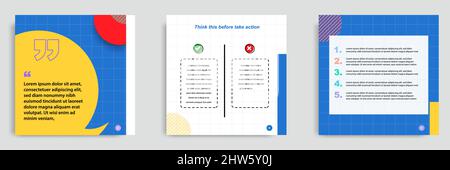 Social media tutorial, tips, trick, did you know post banner layout template with geometric background and memphis pattern design element in colorful Stock Vector