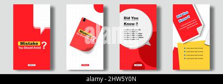 Social media tutorial, tips, trick, did you know post feed stories banner layout template with sticky note design element and abstract seamless line p Stock Vector