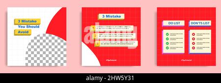 Social media tutorial, tips, trick, did you know post banner layout template with yellow color background and abstract and seamless square line patter Stock Vector