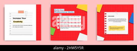 Social media tutorial, tips, trick, did you know post banner layout template with sticky paper note clips design element. Vector illustration Stock Vector