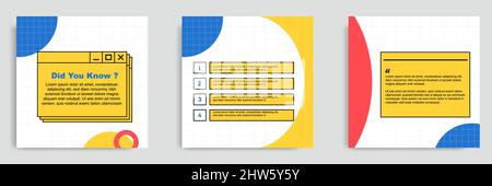 Social media tutorial, tips, trick, did you know post banner layout template with geometric pattern background and folder bubble message design elemen Stock Vector