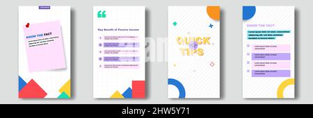 Social media tutorial, tips, trick, did you know post stories horizontal banner layout template with geometric background, memphis pattern design elem Stock Vector