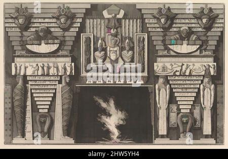 Art inspired by Chimneypiece in the Egyptian style: Two mummies in profile on the left and two figures brearing obelisks on the right (Ch. à l'ègyptienne), from Diverse Maniere d'adornare i cammini ed ogni altra parte degli edifizi...(Different Ways of ornamenting chimneypieces and all, Classic works modernized by Artotop with a splash of modernity. Shapes, color and value, eye-catching visual impact on art. Emotions through freedom of artworks in a contemporary way. A timeless message pursuing a wildly creative new direction. Artists turning to the digital medium and creating the Artotop NFT Stock Photo