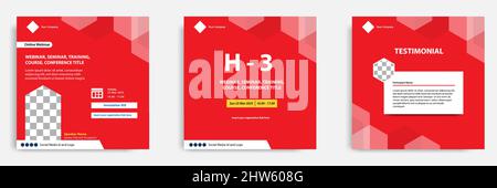 Set bundle collection of social media post template. Layout for online webinar, conference, training, seminar, course, and learning video. Minimal mod Stock Vector