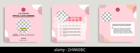 Set bundle collection colorful abstract background of social media post template. Layout for online live webinar, conference, training, seminar, cours Stock Vector