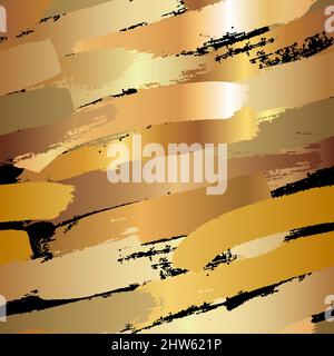 Gold Brush Strokes Seamless Pattern Design Stock Vector