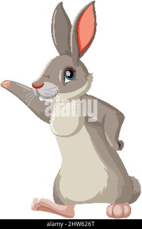 Gray bunny standing alone illustration Stock Vector