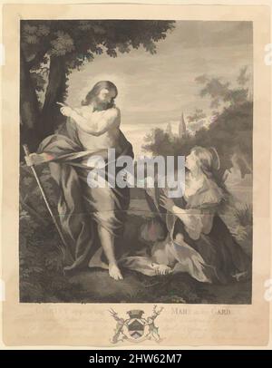 Art inspired by Christ Appearing to Mary in the Garden, before 1766, Engraving, sheet: 12 1/2 x 9 3/4 in. (31.7 x 24.7 cm), Prints, After Pietro da Cortona (Pietro Berrettini) (Italian, Cortona 1596–1669 Rome, Classic works modernized by Artotop with a splash of modernity. Shapes, color and value, eye-catching visual impact on art. Emotions through freedom of artworks in a contemporary way. A timeless message pursuing a wildly creative new direction. Artists turning to the digital medium and creating the Artotop NFT Stock Photo