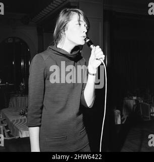 Francoise Hardy, french singer pictured rehearsing her cabaret show which opens at The Savoy Hotel this week, London, Monday 20th February 1967. Stock Photo