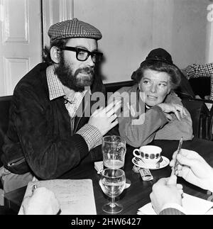 Actress Katharine Hepburn pictured in Bray, Ireland, where she is filming 'The Lion in Winter', co-starring Peter O'Toole (left). 14th December 1967. Stock Photo