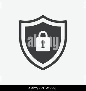 Padlock Locked Shield Protection Flat Vector Icon Stock Vector