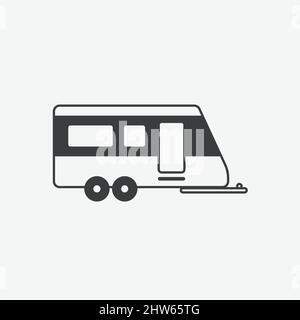Camp Trailer Flat Vector Icon Stock Vector