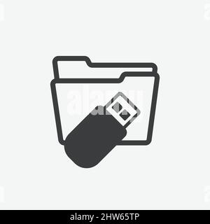 USB Transfer Flash Drive Folder Flat Vector Icon Stock Vector