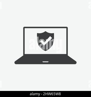 Security Shield Protection Laptop Flat Vector Icon Stock Vector