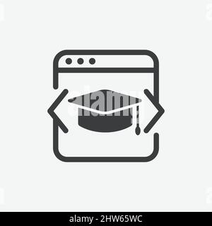 Education Graduation Cap OS Window Flat Vector Icon Stock Vector