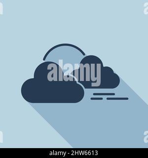 Cloudy Long Shadow Vector Icon Stock Vector