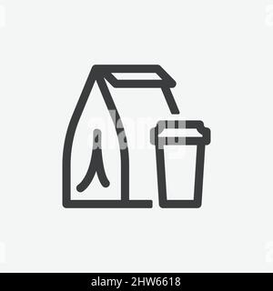 Coffee Meal Bag Breakfast Flat Design Vector Icon Stock Vector