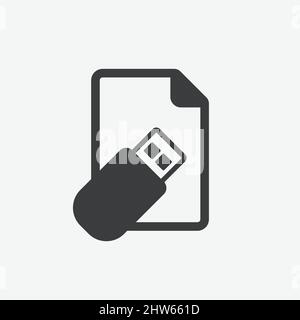 USB Transfer Flash Drive File Document Flat Vector Icon Stock Vector