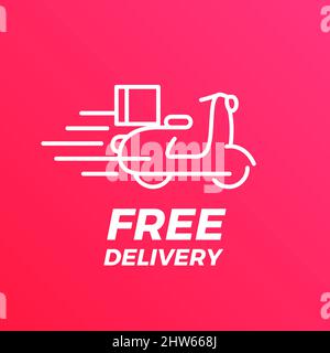 Free Delivery Bike Scooter Flat Vector Icon Stock Vector