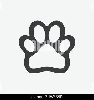 Paw Print Flat Black Vector Icon Stock Vector