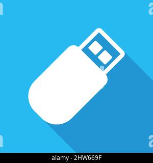 Flash Drive USB Device Long Shadow Vector Icon Stock Vector