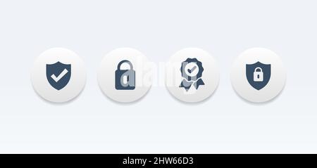Security Data Transfer Round Vector Icon Set Stock Vector