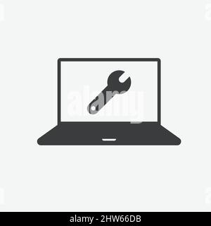 Support Fix Laptop Flat Vector Icon Stock Vector
