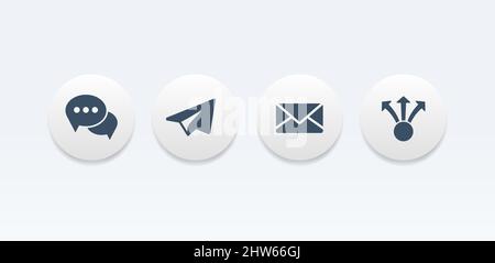 Mail Message Round Vector Icon Set Stock Vector