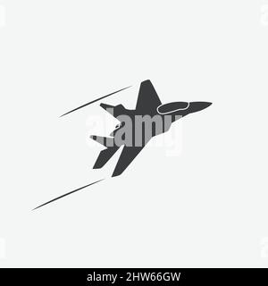 Fighter Jet Aircraft Flat Design Icon Stock Vector